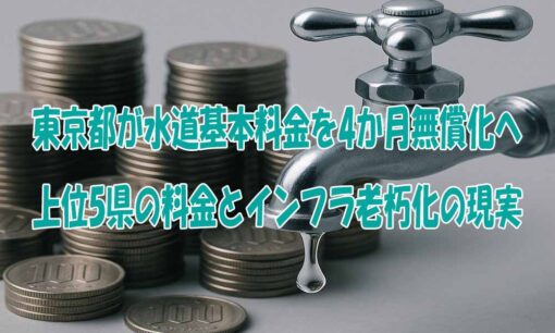 東京都が水道基本料金を4か月無償化へ　上位5県の料金とインフラ老朽化の現実