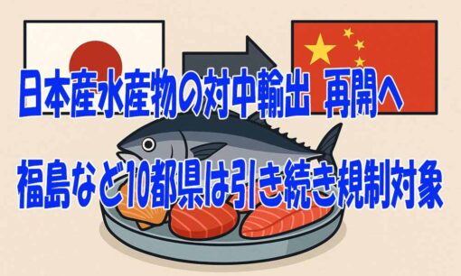日本産水産物の対中輸出 再開へ　福島など10都県は引き続き規制対象
