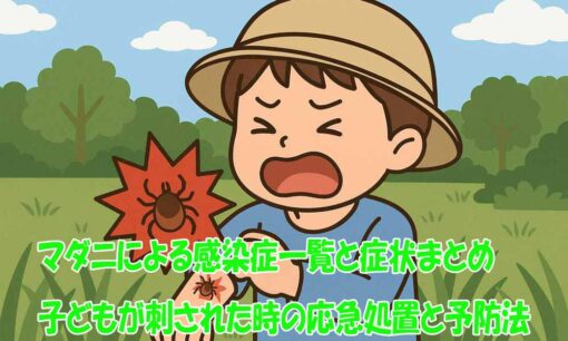 マダニによる感染症一覧と症状まとめ　子どもが刺された時の応急処置と予防法