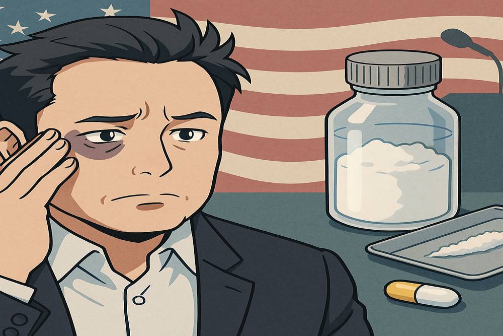 マスク氏、あざ、ケタミン