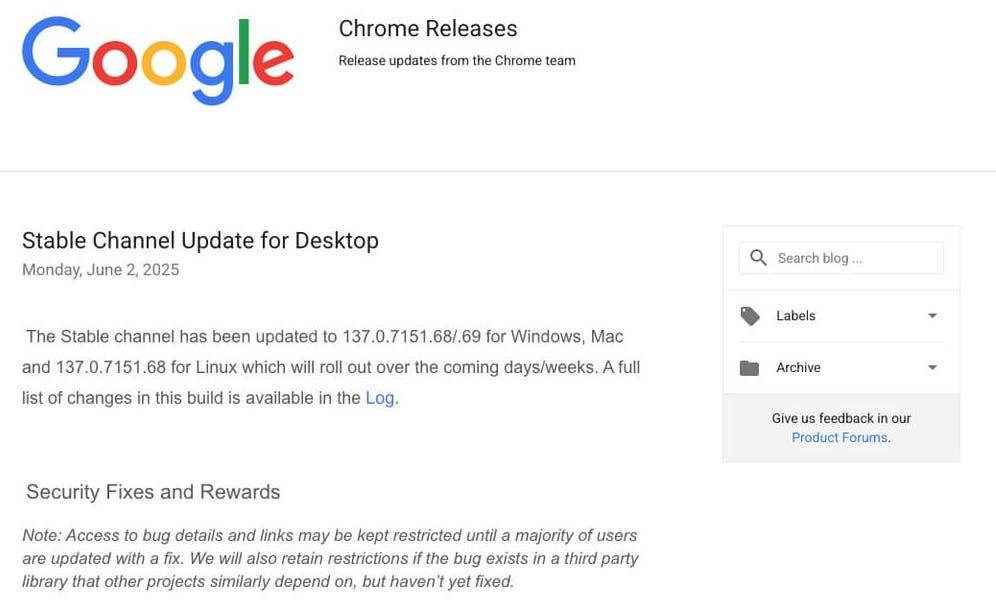 chromereleases