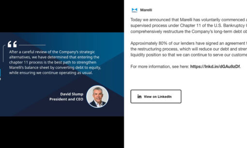 マレリホールディングス米連邦破産法を申請　自動車部品大手、日産の経営不振の影響も