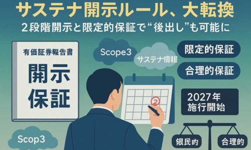 サステナビリティ情報「後出し」容認へ  金融庁が段階開示と保証制度を整備  限定的保証で企業負担に配慮