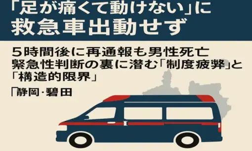 「足が痛くて動けない」に救急車出動せず　5時間後に再通報も男性死亡　緊急性判断の裏に制度疲弊