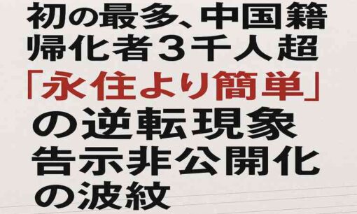 法務省発表、中国籍が帰化者数で初の最多に