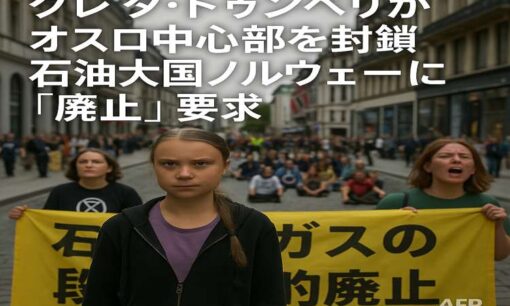 グレタ・トゥンベリ、オスロ中心部で「石油廃止」を要求　なぜ、ノルウェー最大の銀行DNB旗艦店前を封鎖？