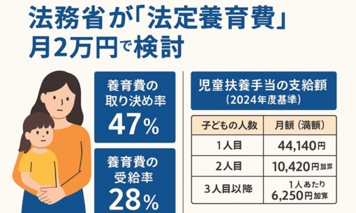 法務省が「法定養育費」を月2万円で検討　不払い対策に新制度