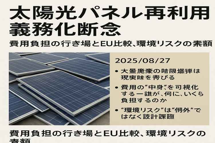 太陽光パネル再利用義務化断念