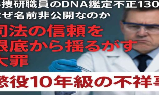 科捜研職員のDNA鑑定不正130件　なぜ名前非公開なのか　司法の信頼を根底から揺るがす大罪、実刑に値する不祥事
