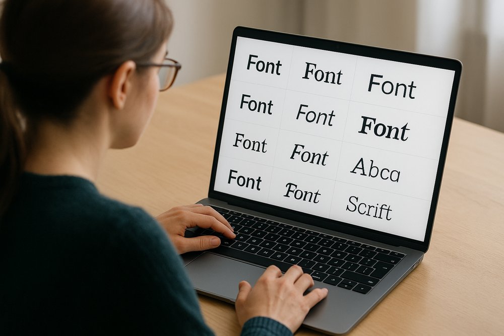 フォントを考えている女性