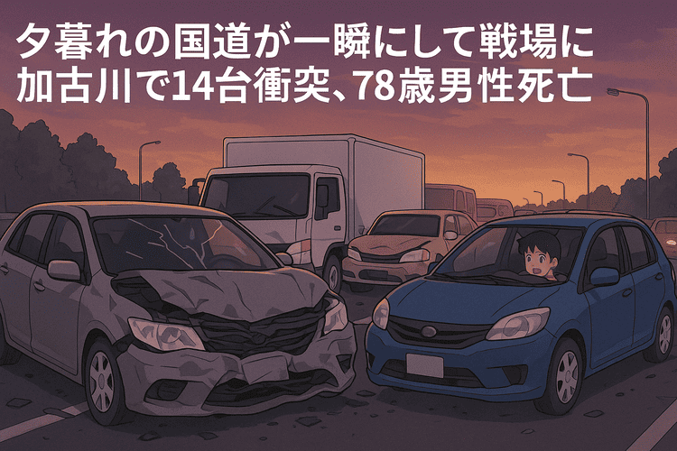 夕暮れの国道が一瞬にして戦場に　兵庫・加古川で14台衝突、2～6歳含む18人重軽傷　78歳男性の運転が招いた惨事