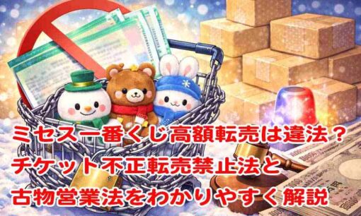 ミセス一番くじ高額転売は違法？チケット不正転売禁止法と古物営業法をわかりやすく解説