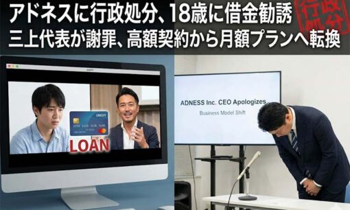 アドネスに行政処分、18歳に消費者金融での借金勧誘で三上功太代表が謝罪  「適合性原則」違反の深刻度