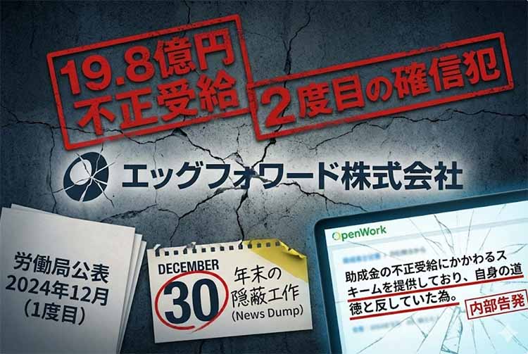 エッグフォワード 不正受給問題を謝罪リリース
