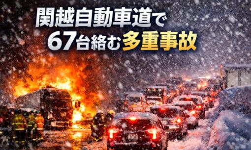 関越自動車道で６７台絡む多重事故　雪によるスリップが招いた大惨事、２人死亡