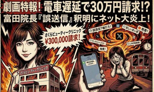 富田さくら院長のさくらビューティークリニック、「電車遅延で30万円」LINEが拡散　「誤送信」との釈明に厳しい視線
