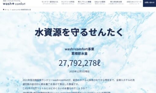 ホテルランドリーのSDGs対策とDX事例　洗剤レスで節水70%を実現する「wash+ Comfort」の革新性