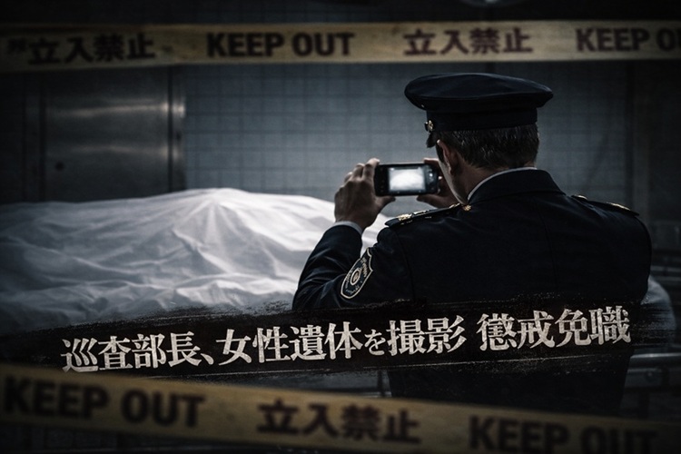 警察官　女性遺体を撮影